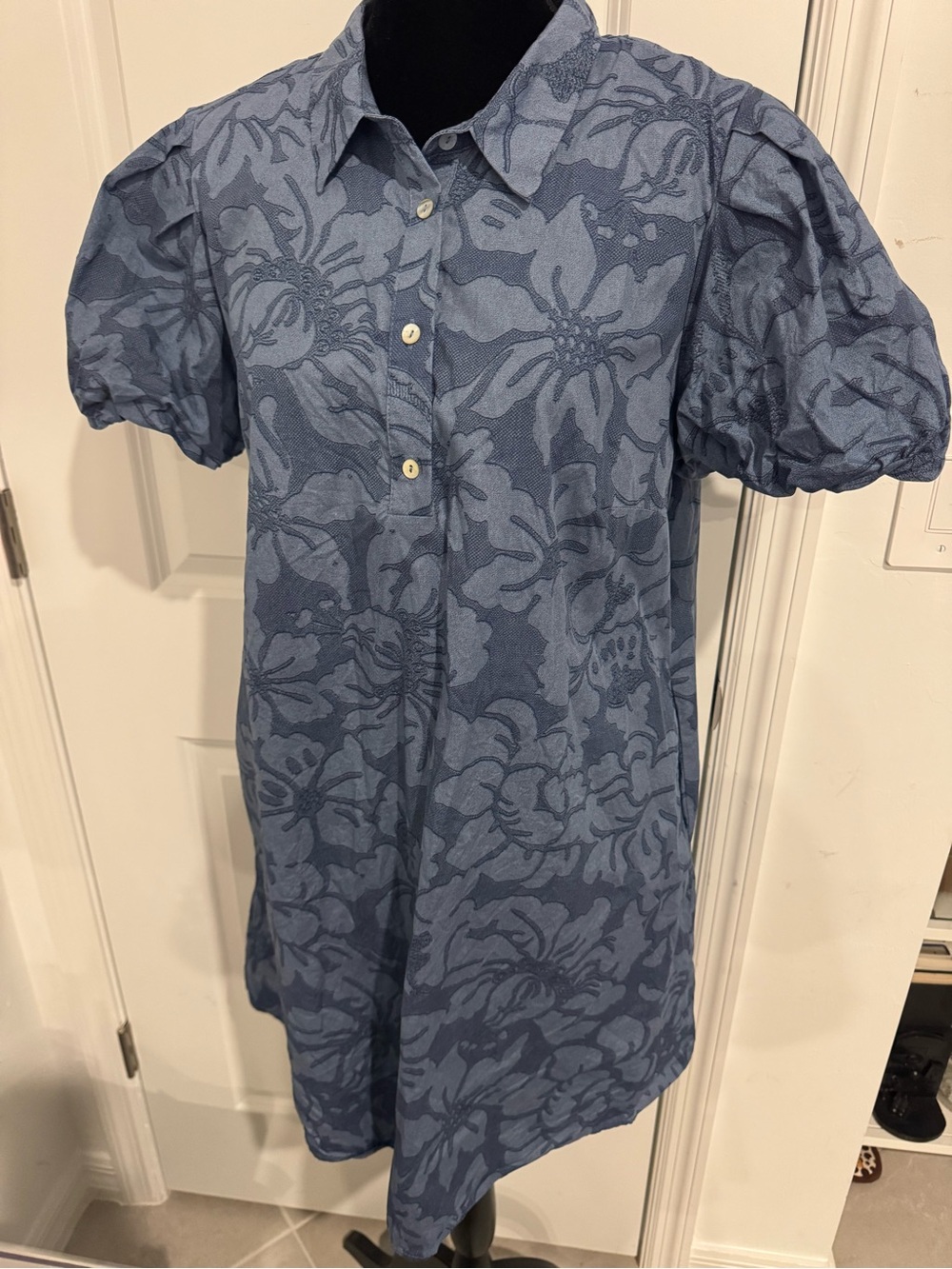 MSK Blue Printed Button-Up Top